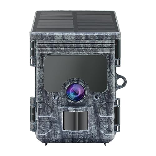 ZGHQHCDRH Cámara para senderos, Cámara de Vida Silvestre con Panel Solar, cámara Caza, 24 MP, 1296P, videocámara, fototrampeo, activada por Movimiento, Impermeable, IP66, visión Nocturna