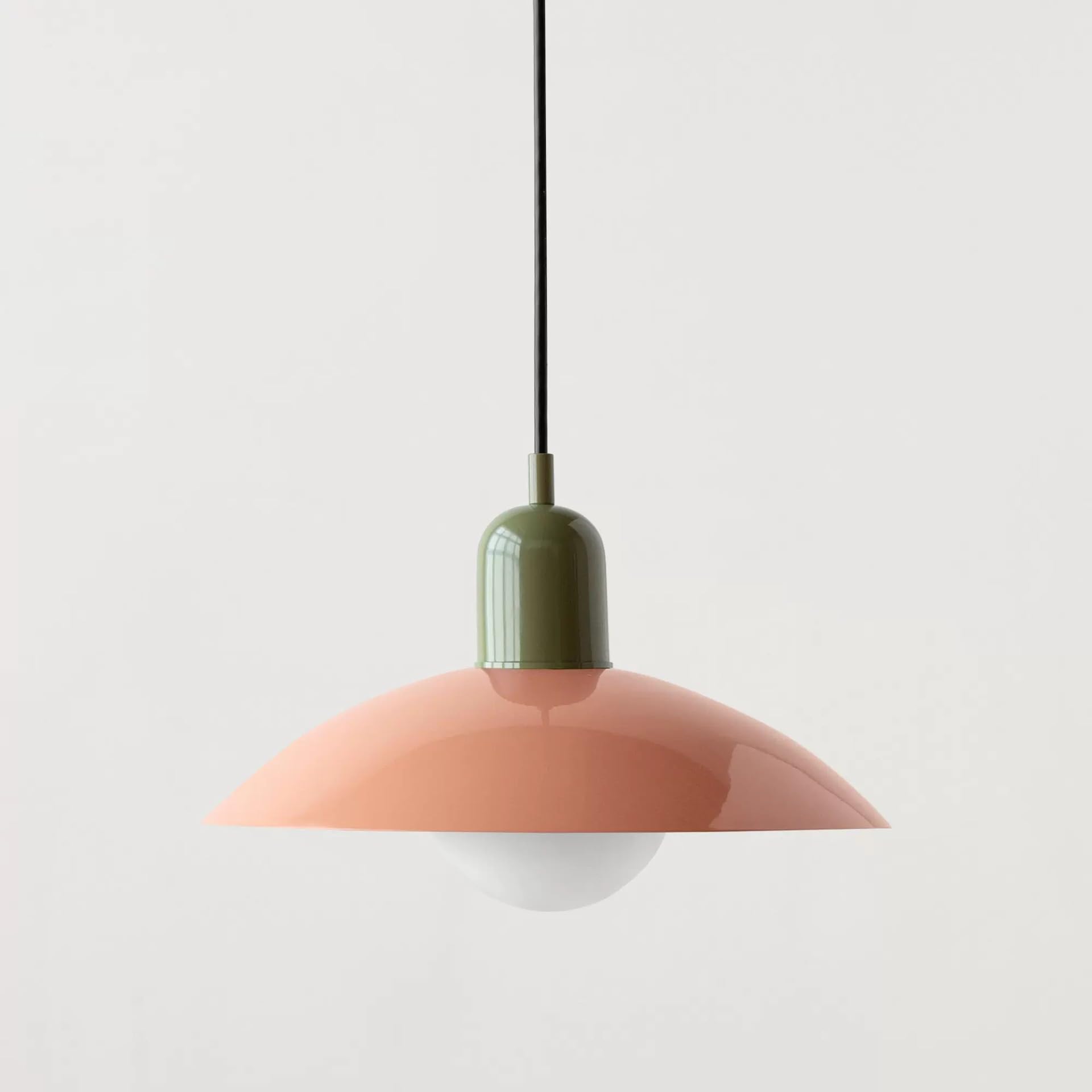 Wisząca lampa w stylu Mid Century Modern do stodoły Nordic Green Ceiling Lampa wisząca Metalowy klosz w kształcie miski Duży żyrandol w stylu rustykalnym do kuchni Wyspa Zlew Jadal