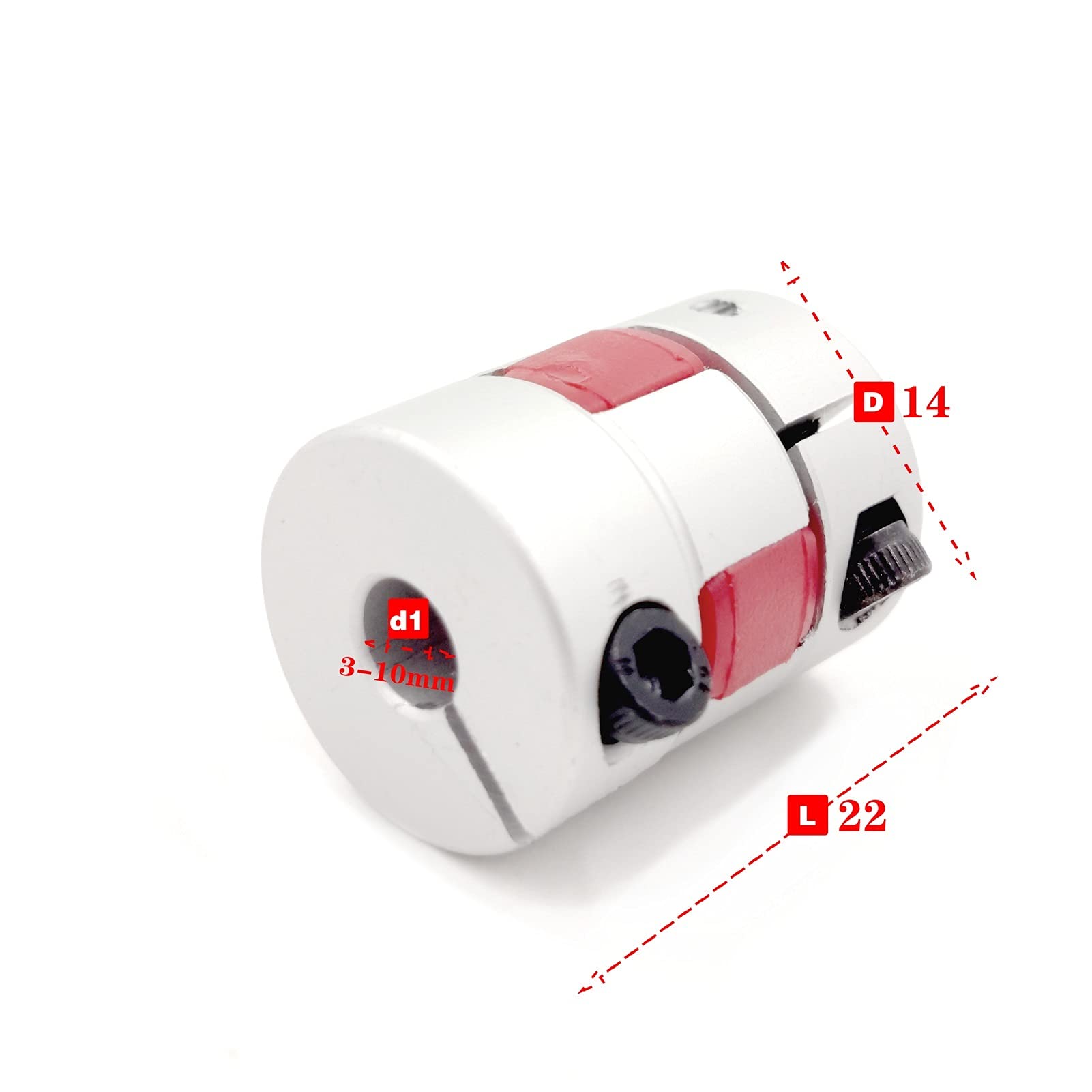 SUOFEILAIMU-PHONE CASE Metal Coupler Two-jaw D14L22 Coupler D14 L22 Aluminum Flexible Shaft Coupling for Motor Connector 6/6.35/8/10mm (Inner Diameter : 4x4)