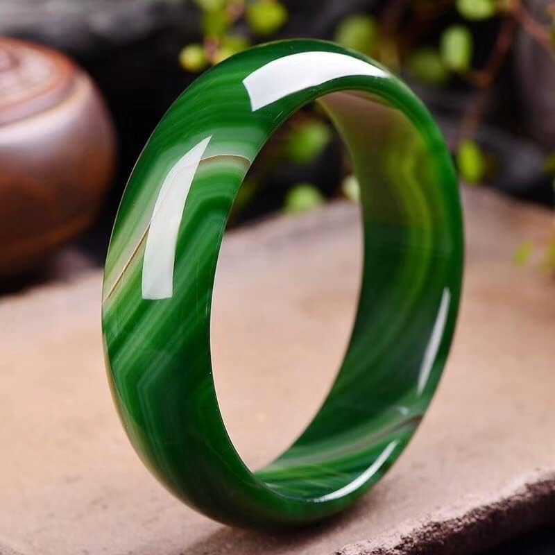 Bracelet en agate verte et jade véritable style rétro - 3