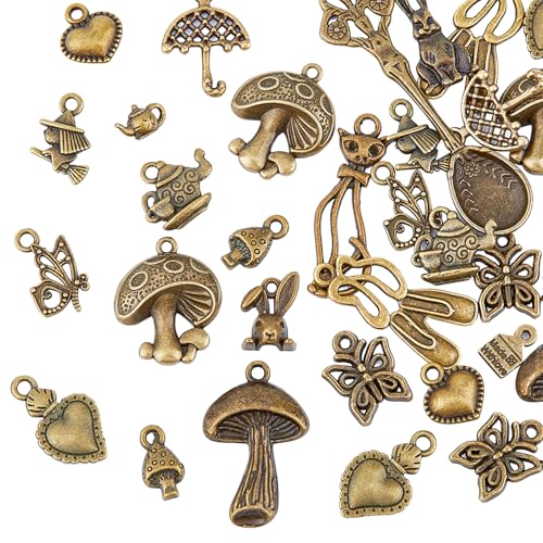 Kit de breloques Alice au pays des merveilles lapin et champignon pour bijoux faits main