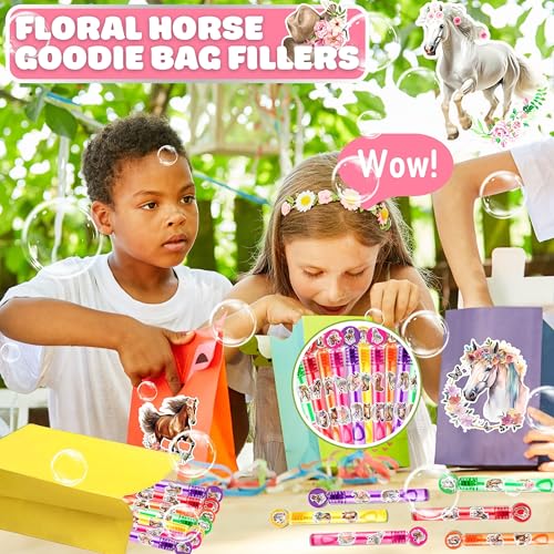MDNHIO Bubble Wands 24PCS Mini Varitas de Burbujas Temática Floral de Caballos para Fiesta miniatura 6