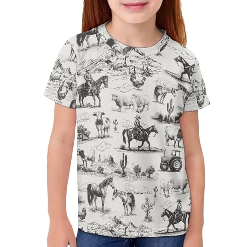 Image of Kids Graphic T-Shirt Boys Girls Novelty Tees Top Short Sleeve Shirts Summer Blouses 3-16