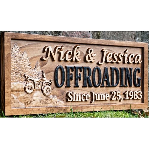 ATV Couples Gift Custom Wood Sign Family Name Decor