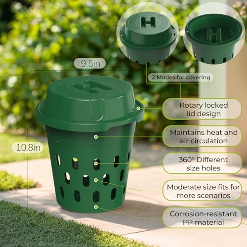 TOP XIAN Inground Worm Composter, 2-Pack 8L (2.11Gal) Warm Farm, Outdoor Worm Compost Bin for Garden Beds & Home Use, Vermicomposting Bin for Beginners (9.5x9.5x10.8Inch), Green