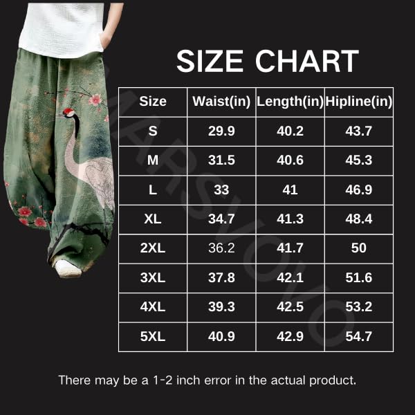 MARSVOVO Baggy Sweatpants for Women Harem Wide Leg Pants Woman Landscape Oil Painting Print Casual Pants with Pockets2