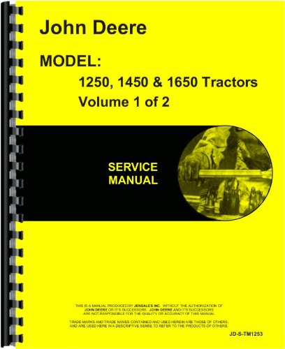 Service Manual John Deere 1650 1450 1250 Tractor Technical tm1253      Plastic Comb