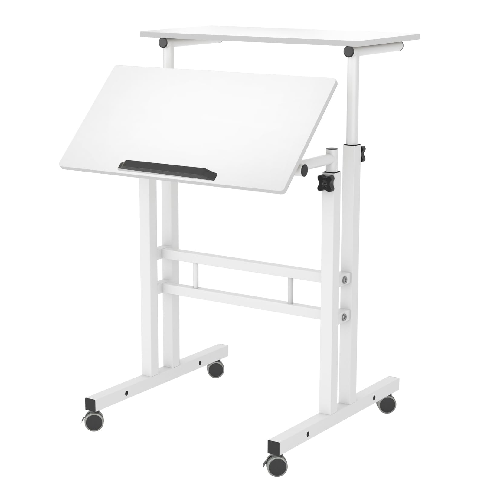 soges Height Adjustable Mobile Standing Desk, Roling Sit-Stand Desk, Small Standing Computer Desk Workstation on Wheels, Sit Stand Up Desk for Home