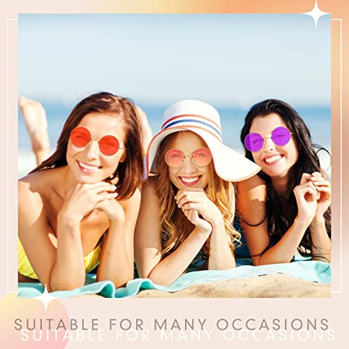 Image of Kanayu 50 Pairs Round Hippie Sunglasses Bulk Circle Colored Disco Glasses Groovy 70s Sunglasses for Party Women Men