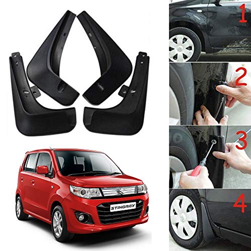Image of Oshotto (O.E.M Fitting Cup Type) Mud Flap /Splash Guard Compatible with Maruti Suzuki WagonR Stingray 2013,2014,2015,2016,2017 (Set of 4)