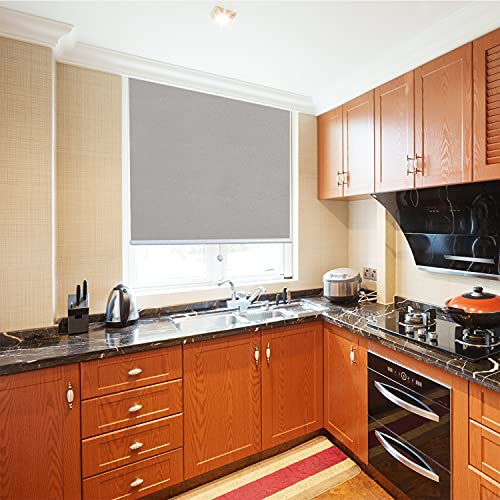 Blackout Shades Roller Shade Window Blinds, Black Out 99% Light & Uv, Thermal, Cordless And Easy To Pull Down & Up, Gray, 34" W X 72" H #TOP7