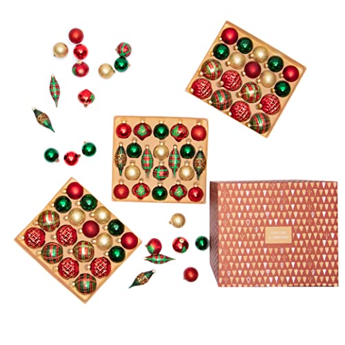 Every Day Is Christmas 76 Count Glass Christmas Ball Ornaments For Christmas Trees, Elegant Premium Variety Set Of Holiday Decorations (Red, Green, And Gold) #TOP1