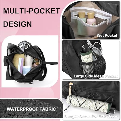 FULONEEI Gym Bag for Women, Yoga Mat Bag with Shoe Compartment and Wet Pocket, Sport Yoga Gym Bag with Yoga Strap, Carryall Yoga Tote Bag, Black by FULONEEI - Used condition - Image 4