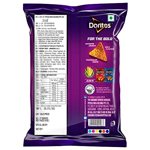 Image of Doritos Nacho Chips 53g /56g /60g /66g /71g, Sweet Chilli flavour, Crunchy Crispy Chips & Snacks (weight may vary)