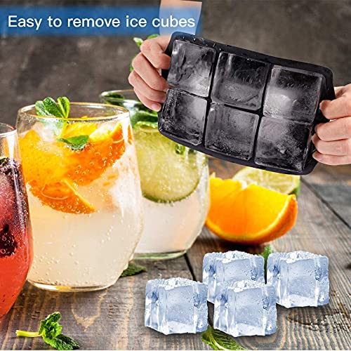 2 Pezzi Cubetti Ghiaccio Silicone, Stampo Ghiaccio Grande & Ice Ball Maker con Imbuto, Rilascio Facile, Senza BPA Stampi Ghiaccio Riutilizzabili per Cocktail, Whisky, Alimenti per Bambini, Frutta - immagine 6