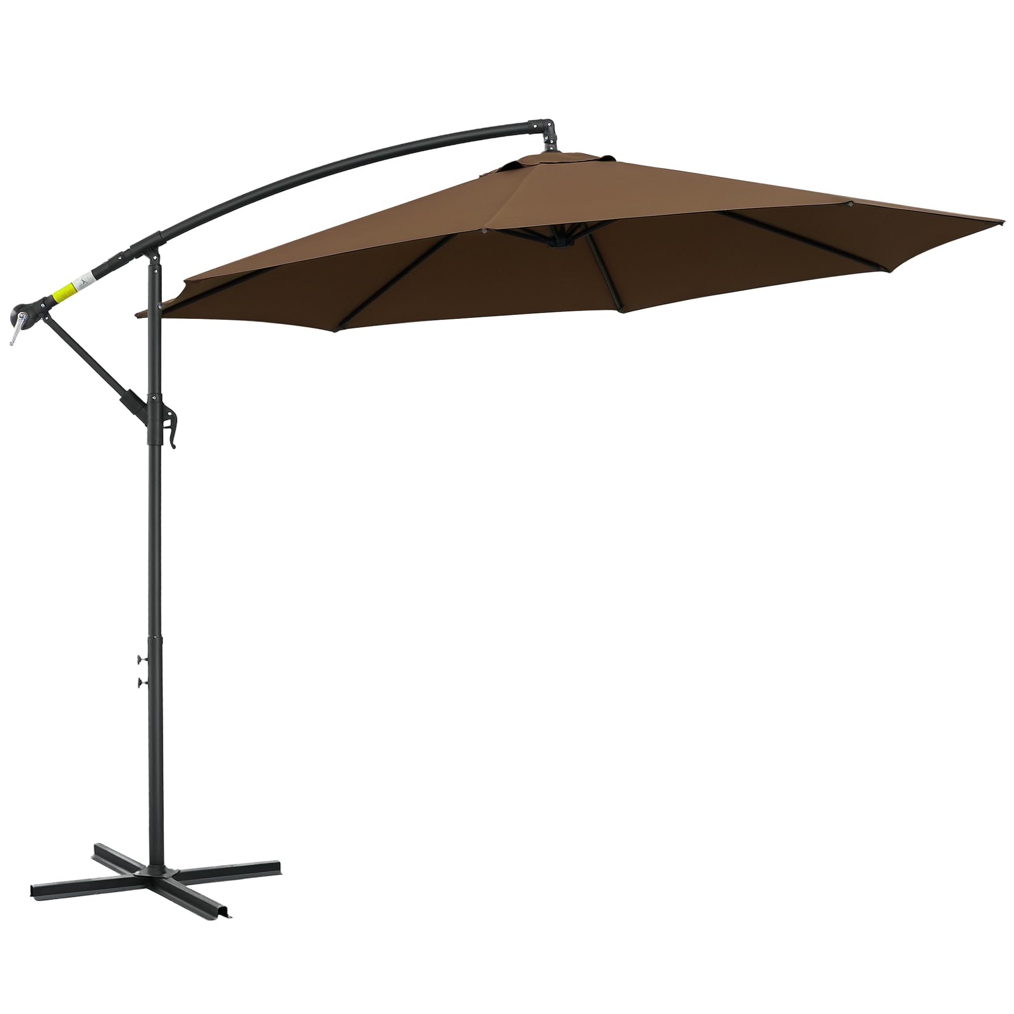 Outsunny Parasol Excéntrico Ø 295 cm Sombrilla de Jardín con Ángulo Ajustable Base Cruzada y Manivela Sombrilla para Terraza Patio