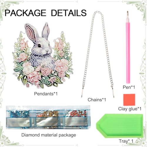 Image of AiYuanzsh Rabbit Diamond Painting Hanging Pendant Kit, DIY 5D Acrylic Crystal Diamond Art Ornament for Window, Wall or Door, Handmade Decorative Craft Gift for Adults