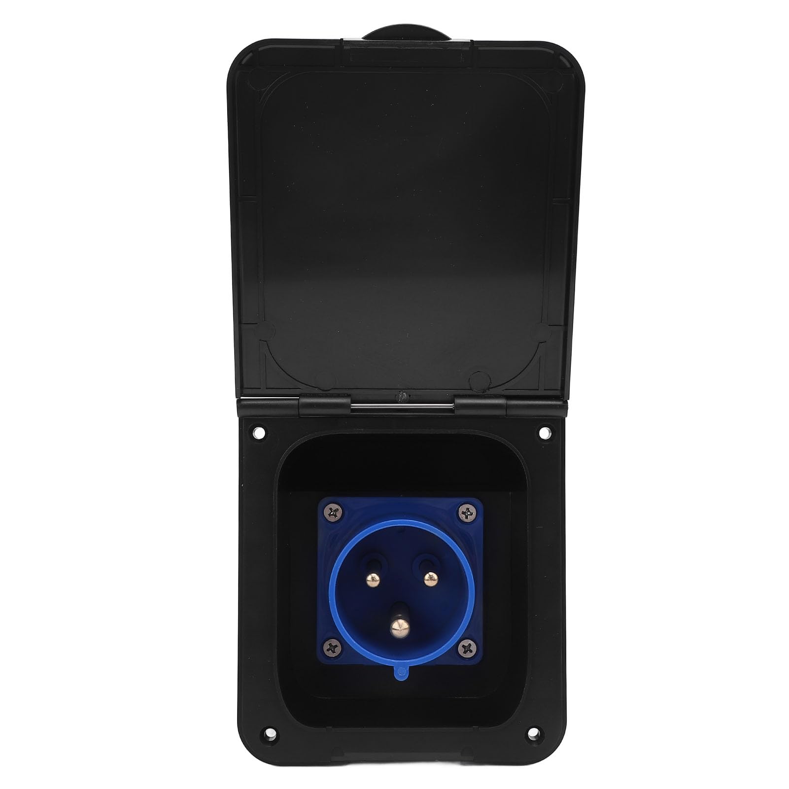 Mains Flush Fit Socket, 3 Pin 32A Mains Plug Outlet Splashproof Hook Up Inlet Socket with Cover, Power Plug for Caravans Motorhomes Trailers (Black)