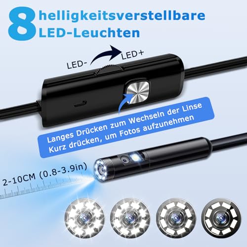 Handy Endoskopkamera USB Endoskop Kamera:1920P HD Dual Lens inspektionskamera mit licht for iPhone...