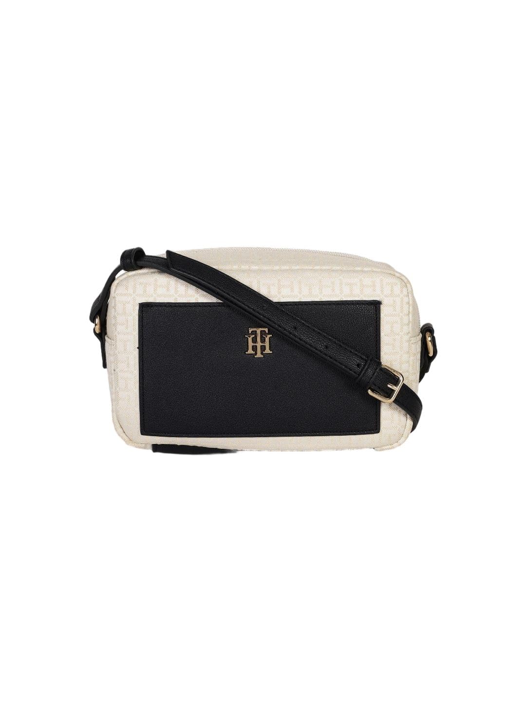 Colorblock khaki polyester sling bag-image-1
