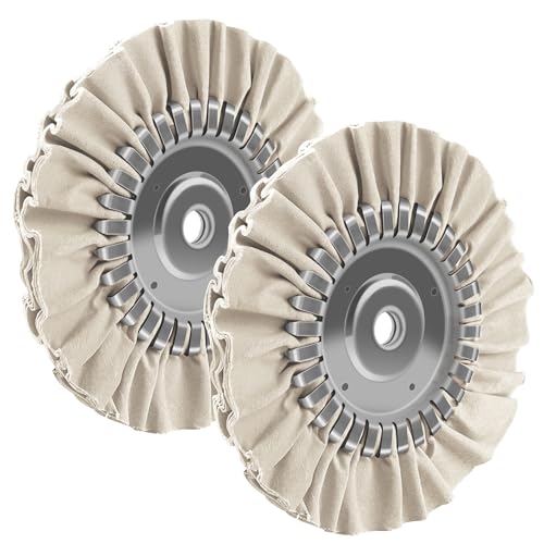 Image of 2PCS 8 inch Airway Buffing Wheel with 5 /8 inch Arbor Flange-Free Hub,White Buffing Wheels for Angle Grinder, Mirror-Like Finishing Polishing Wheel for Aluminum Wheels Stainless Steel Chrome