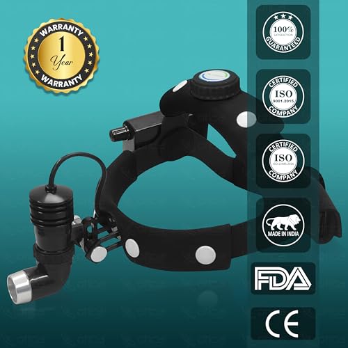 Image of OTICA 10W ENT Surgical LED Headlight High-Intensity Medical Headlamp for Doctors Hospital Dental Portable Rechargeable Headlight (Brightness, Spot Size Control + Dual Detachable Battery) - Black