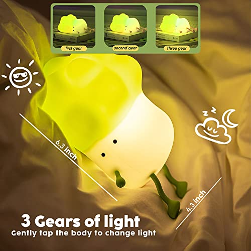 Lumoonosity Cabbage Night Light - Cool Cabbage Light For Bedroom Decor, Nursery Room Desk - Cute Green Bedside Lamps With 3 Light Modes - Silicone Touch Lamp - Squishy Kawaii Gift Ideas For Kids #TOP5