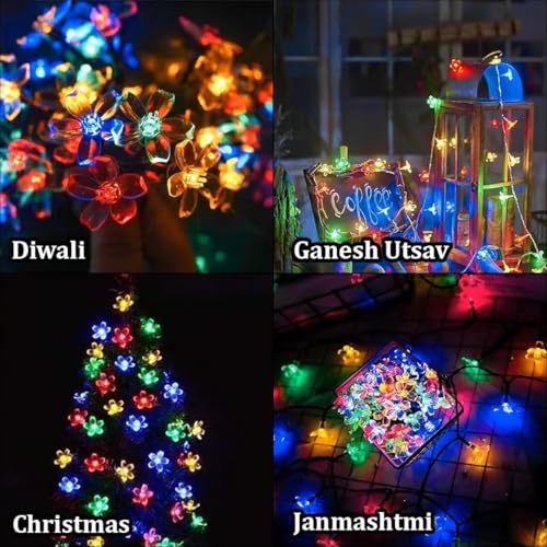 Image of Xenith 14 LED Silicone Blossom Flower Fairy String Decorative Lights for Diwali Christmas Tree Home Balcony Bedroom Window Lighting Navratri Ganpati Valentine Decoration (Multicolor, 3.5 Meter)