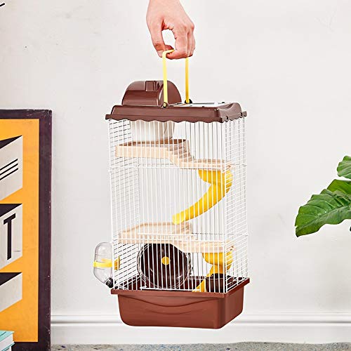 Hamster Jaula Grande Estupenda Tres Pisos Villa Pequeño Hámster Nido De Diapositivas Hervidor Rueda Corriente Molar Molar Piedra Varilla De Hámster Bebé De Juguete Suministros De Hámster Manor