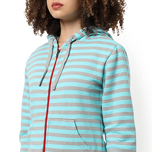 Image of Campus Sutra Women cotton Premium Zipper Hoodie-Grey