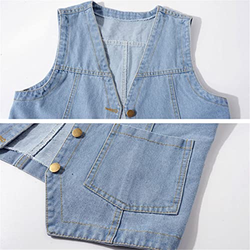 Chaleco de mezclilla para mujer con cuello en V estilo casual de primavera 3