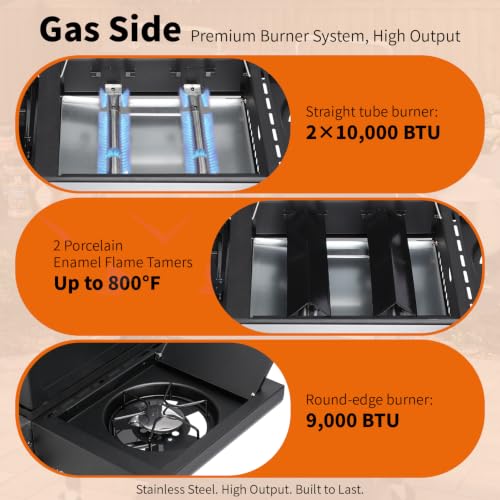 Propane Gas and Charcoal Combo Grill with Side Burner - Image 5