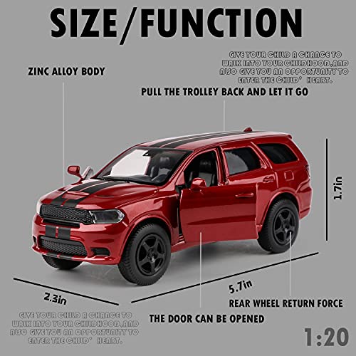 Coolpur 1/36 Scale Dodg Supercar Model Off-Road Diecast Toy Vehicle Zinc Alloy Metal Pull Back Powered Vehicles Mode For Kids,Adult,Boyfriend Gift(Red) #TOP1