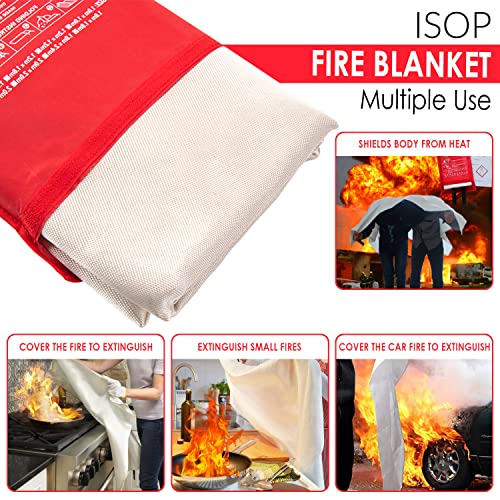 ISOP Fire Blanket Large 180*200 cm – Fibreglass Fire Retardant Blanket – Heavy Duty Emergency Blanket – A-Grade Survival Blanket – Fire Suppressant Blanket – First Aid – Rescue Blanket for Home