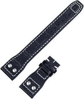 For IWC Mark PILOT PORTUGIESER Watch Band 21mm 22mm Genuine Leather Watch Strap Bamboo Grain Rivets Watchbands Silver Buckle