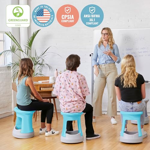 Image of ECR4Kids Active Storage Wobble Stool, 18in Seat Height, Children's Furniture, Cyan /Light Grey