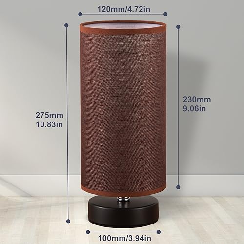 Image of lifeholder Table Lamp, Bedside Nightstand Lamp, Simple Desk Lamp, Cylinder Table Lamp for Bedroom Living Room Office Study, Brown Shade and Black Base (Brown)