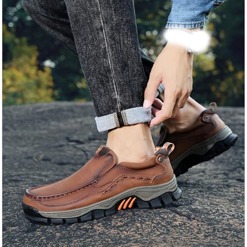 Enjerr Orthopedic Balance Shoes Men for Balance,Men's Slip-on Orthopedic Leather Dress Loafers Soft Lightweight Driving Shoes Men's Non Slip Business Casual Travel Work Shoe3