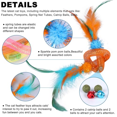 PetGens Jouet Chat Interactif, Jouets pour Chats à Ressort avec Boules Herbe à Chat, Plumes, Clochettes Jouet Chat Interieur – Image 4