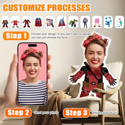 LMQJDZ Personalized Face Pillow, Benutzerdefinierte Hund Katze Geformtes Kissen, 3D Doppelseitiger Druck mit Bild,Personalisierte Geschenke für Kinder, Freunde oder Lieben