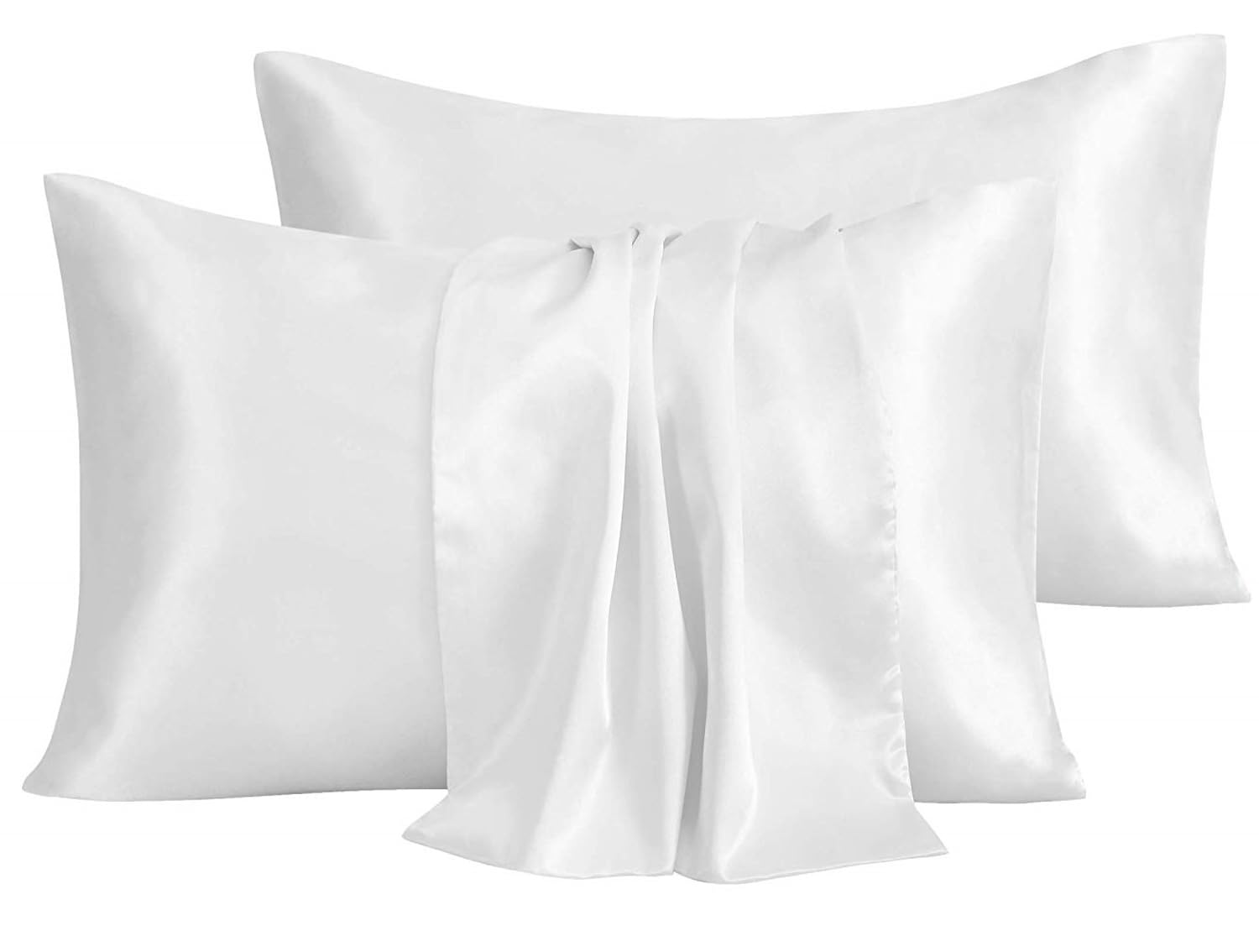 T Tersely Satin Pillowcase, T Tersely 2 Pack 20"x 30" Silk Satin Pillowcases for Hair and Skin Queen Size Pillow Case with Envelope Closure (50x75cm, Ele