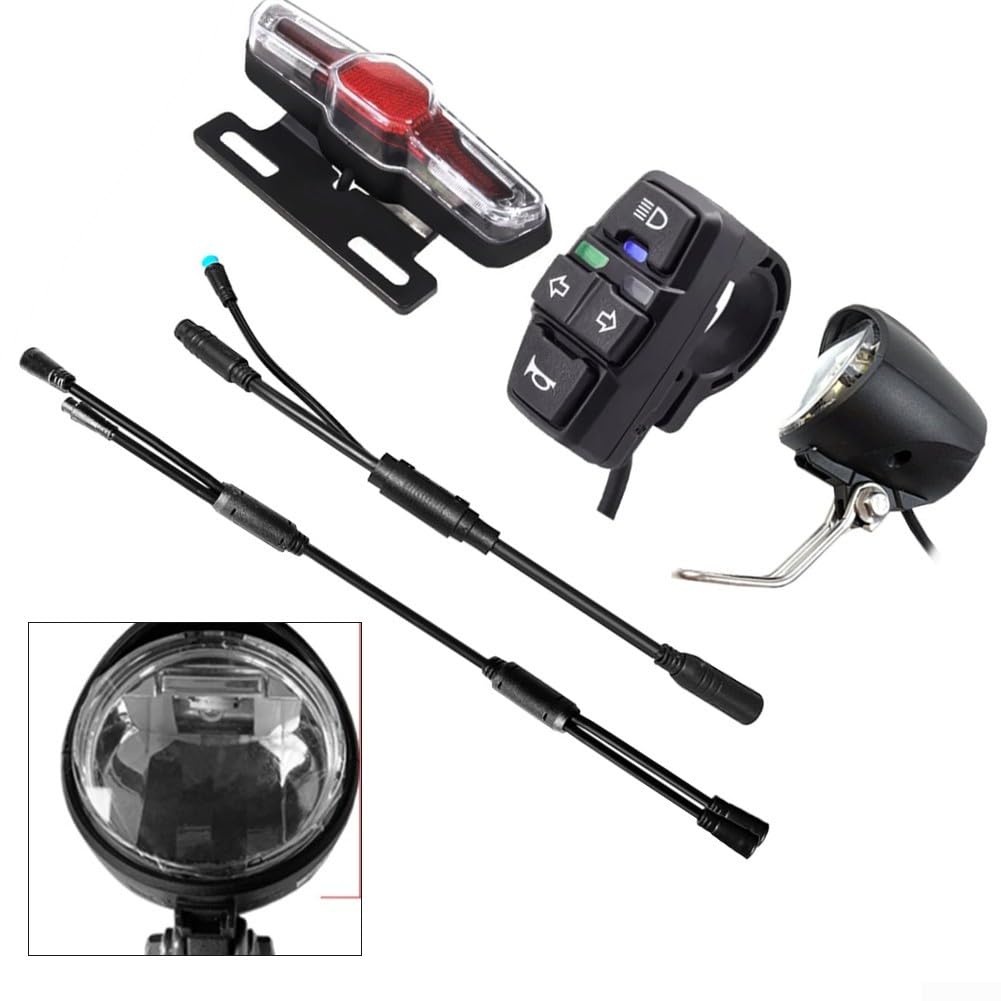 Honseadek Kit di luci per bicicletta elettrica impermeabile con luce del freno e indicatori di direzione, set di fari lampeggianti dinamici per la conversione di biciclette elettriche