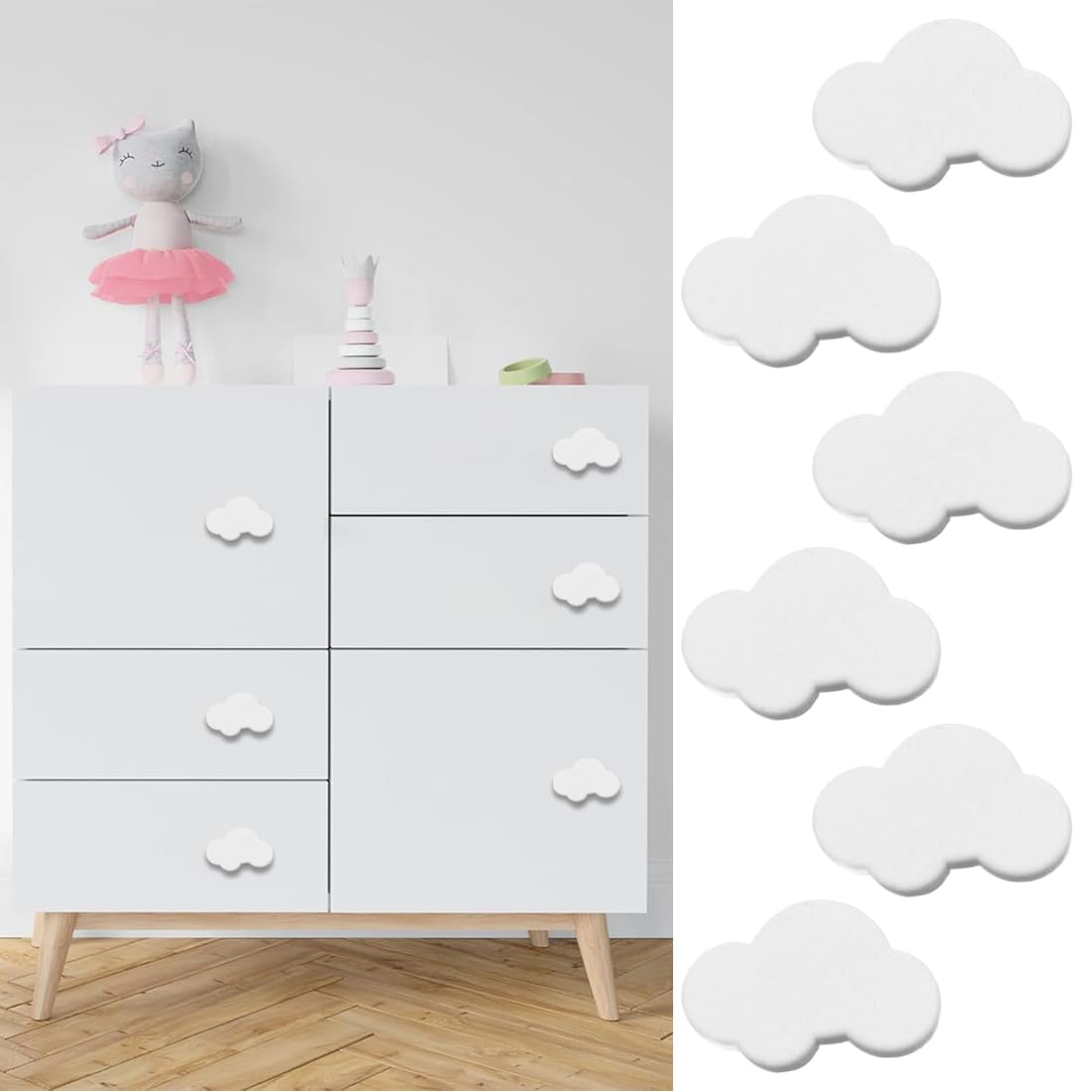 Maniglie Per Mobili A Forma Di Nuvola - 6 Pezzi In Legno E Silicone Per Bambini E Cucina - Foto 9