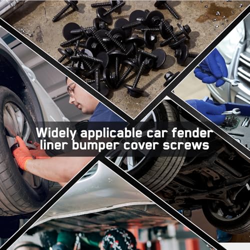 Image of 50 Pcs Fender Liner Screws, Splash Shield Screws, Bumper Cover Bolts Compatible with Gm 11570498, Fasteners with Storage Box for Automotive Replacement Hardware Vehicle Repair