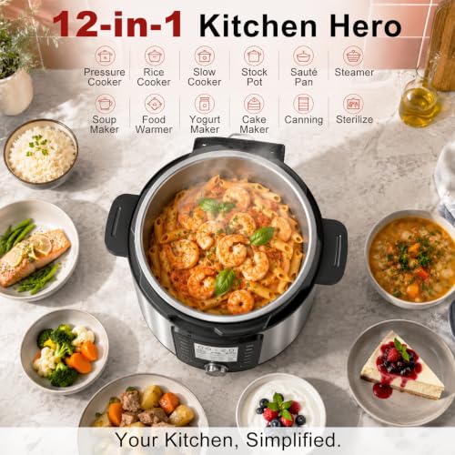 Image of Fullwill 8QT Electric Pressure Cooker,12-in-1 Multi Cooker,1200W