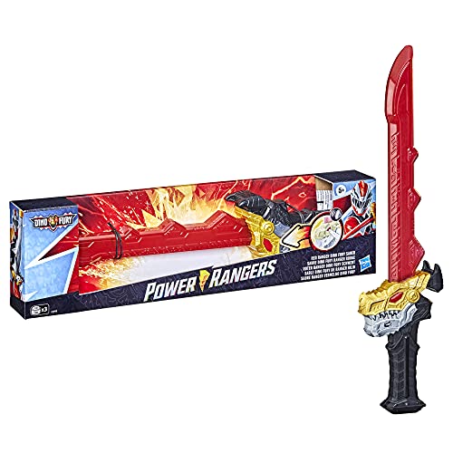 Power Rangers Dino Fury Sabre Ranger Dino Fury, com Efeitos Sonoros - F2999 - Hasbro, Vermelho, cinz