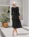 Hotouch Damen Kleider Elegante A Linie Midi Kleid Sommer Tshirt Kleid 3/4 Arm Tunikakleid Rundhals Einfarbig Freizeitkleider Schwarz XL