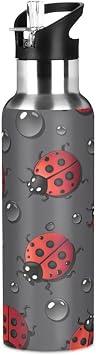 Water Bottle Cartoon Panda Double Wall Vacuum Insulated Flask Stainless Steel with Straw Lid 20oz...