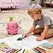 Drawing Robot for Kids, Voice Interactive Educational Drawing Machine with 150 Drawing Cards, Montessori Learning Toys for Kids Ages 3-8, for Boys & Girls (Pink)