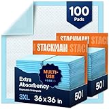 Chucks Pads Disposable Adult Underpads [100-Pack] 36"x36" XXXL Super-Absorbent Incontinence Bed Pads – Large Leak-Proof Mattress Protector Pee Pads for Adults, Seniors, Kids & Pets